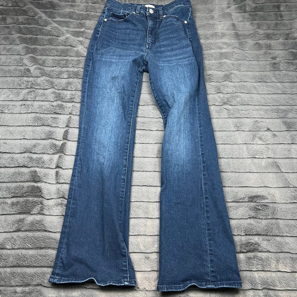 LOFT Slim Flare Jeans Womens 28/6P Petite Blue Dark Wash Stretch Denim 11697